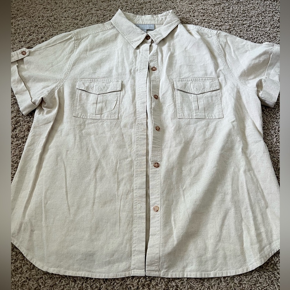 New Women’s Vintage Linen Button Up Shirt Size 1X